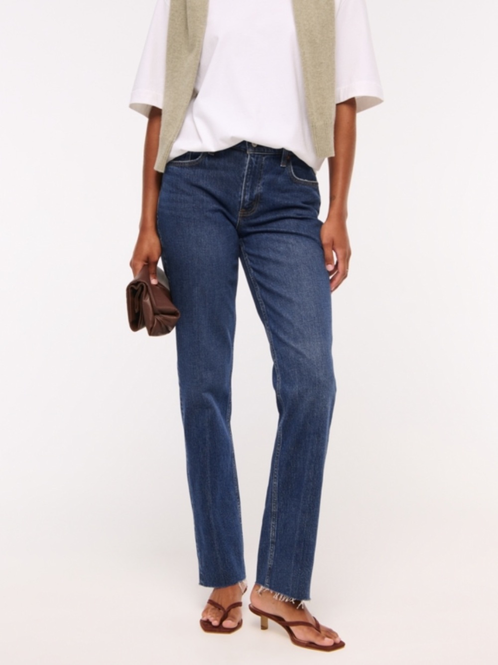 Abercrombie Curve Love 90s Straight Frayed Hem Jean
